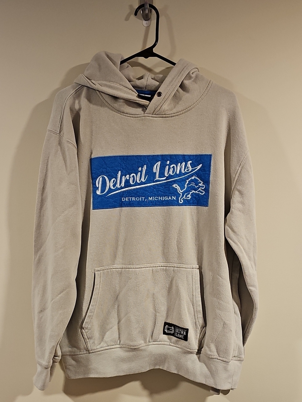 Detroit Lions Pullover Hoodie with Blue Chest Panel